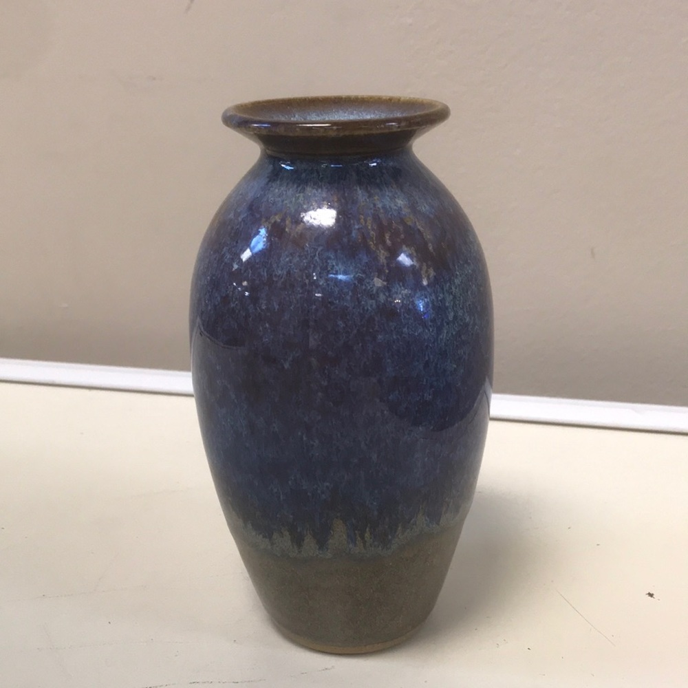 Artist Signed 6" Art Pottery Drip Glaze Bud Vase
